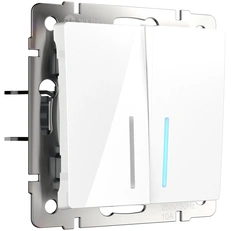 Изображение Выключатель двухклавишный проходной с подсветкой (белый) W1122101